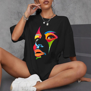 Painted Lady Face Personality Design Print T Shirt Female
