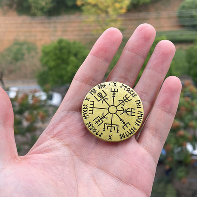 维京人Viking符文徽章 太阳阵 所罗门太阳阵镀青纪念胸针