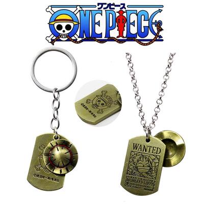 海贼王草帽路飞悬赏令钥匙扣 项链 路飞30亿贝利赏金双面金属吊牌