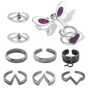 契约暮蝶戒指套装 瓦紫色蝴蝶爱心指环套装二次元COS手饰