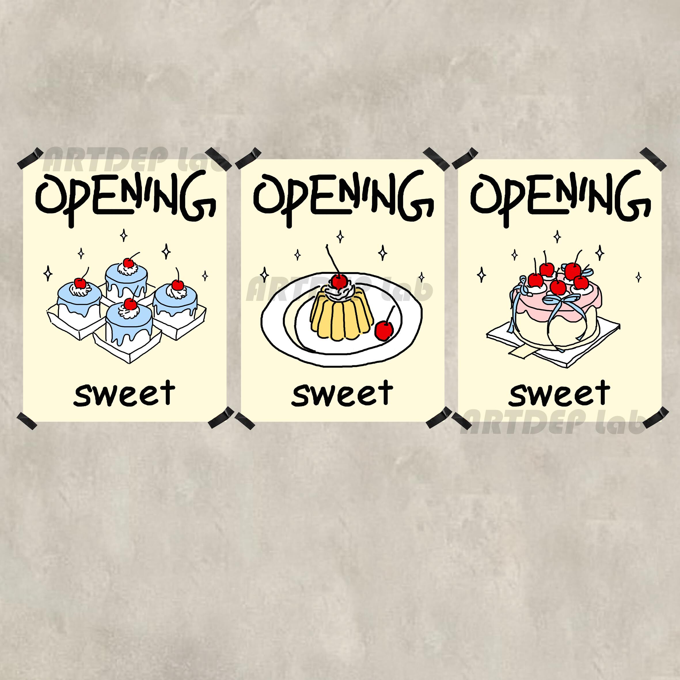 ATD可爱甜品面包店咖啡馆装饰画