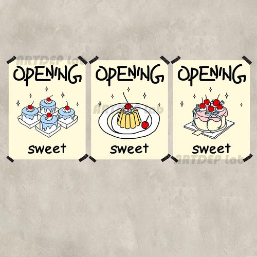 ATD可爱甜品面包店咖啡馆装饰画