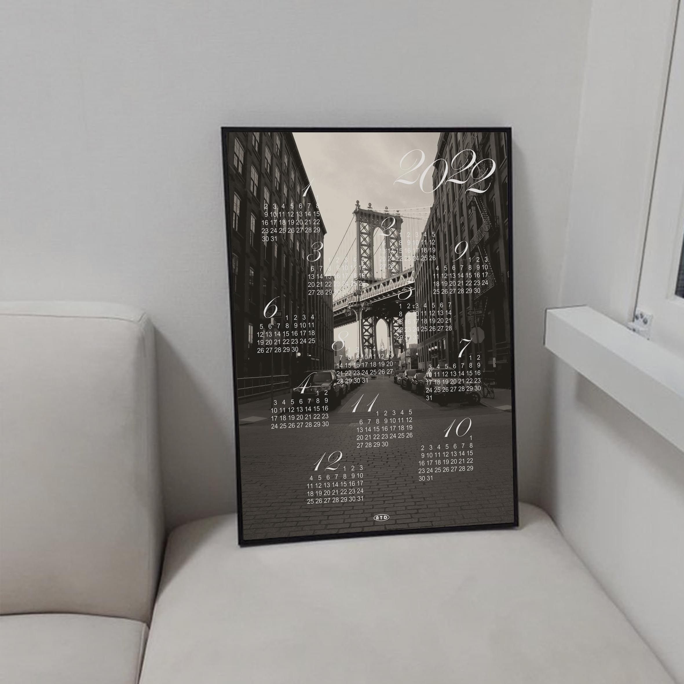 atd黑色日历海报光影装饰画ins