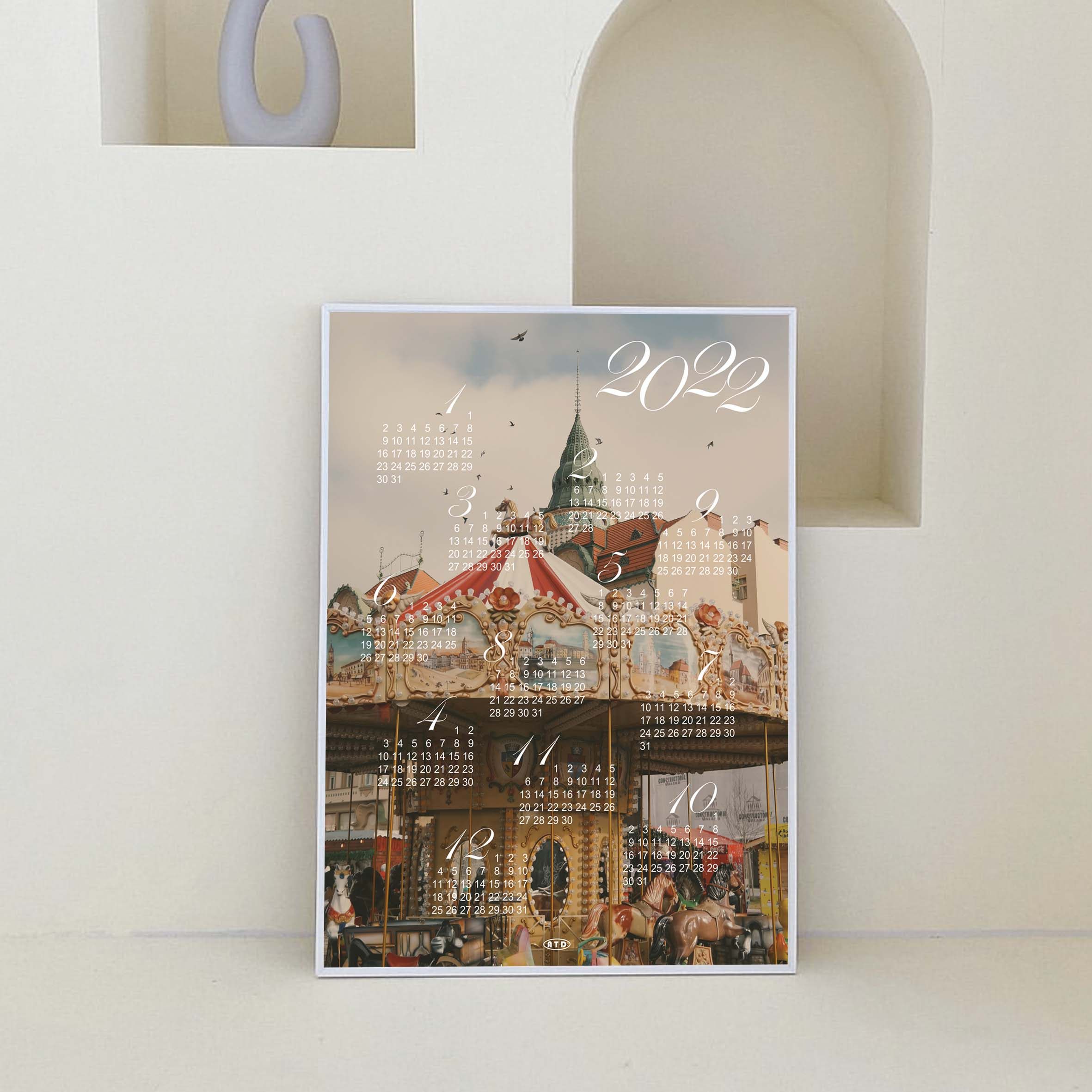 欧洲游乐场日历海报画芯挂画