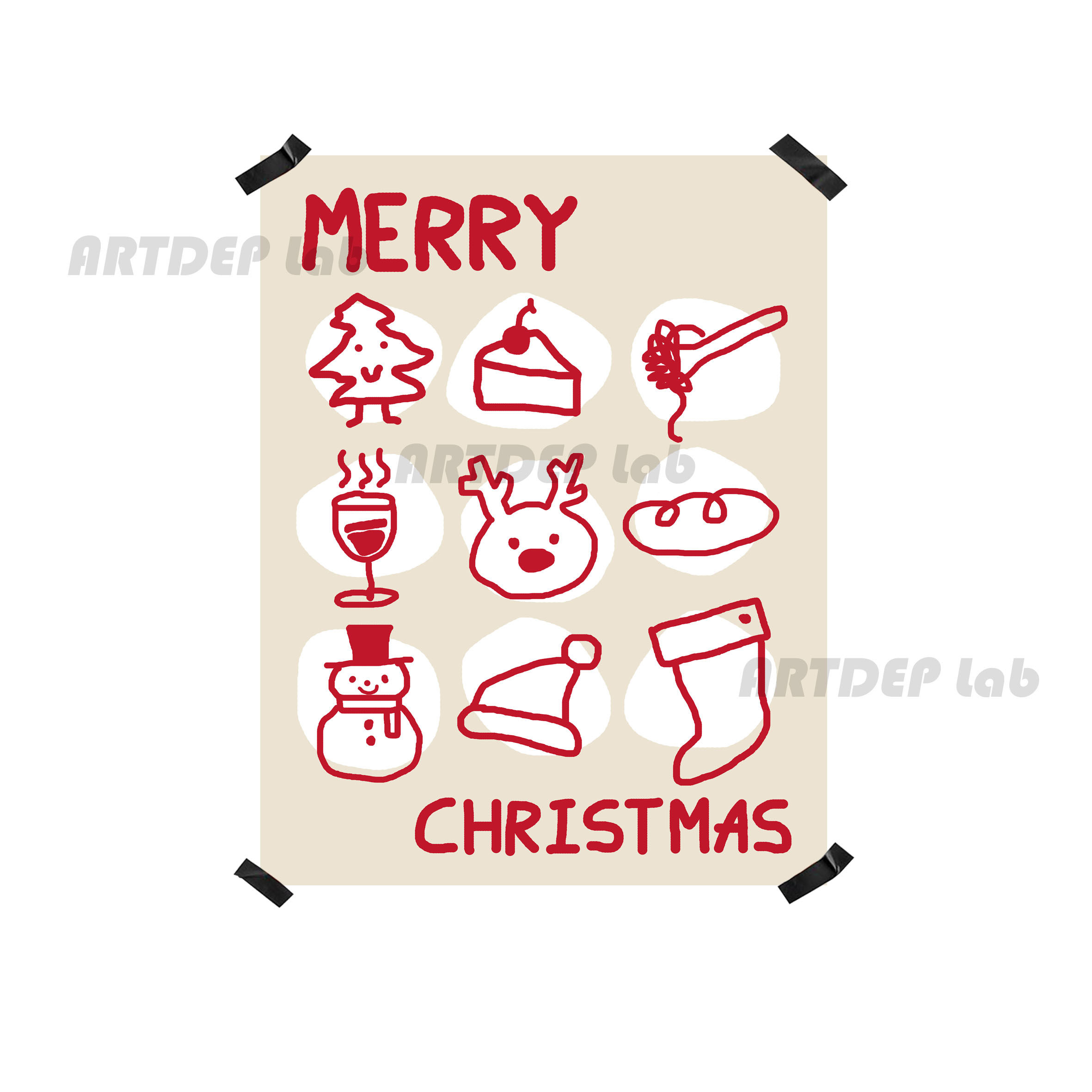 ATD自制圣诞快乐节日系列装饰画