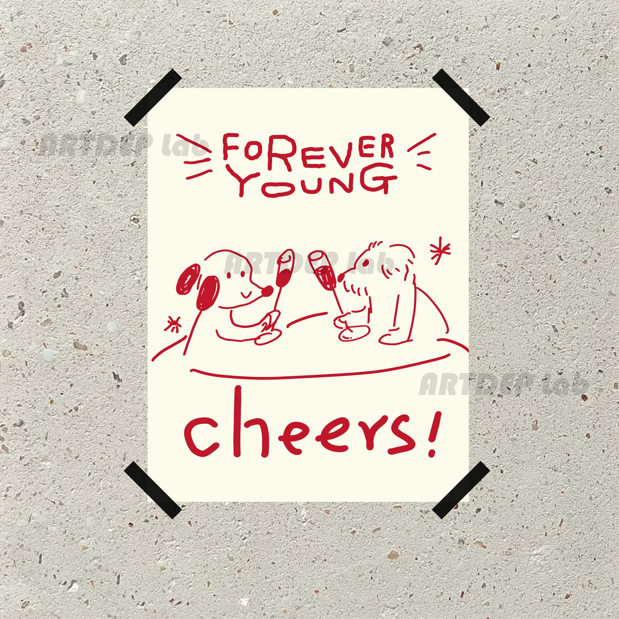 ATD 永远年轻forever young 咖啡馆 狗狗插画装饰画海报墙饰ins风