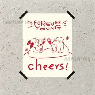 ATD 永远年轻forever young 咖啡馆 狗狗插画装饰画海报墙饰ins风