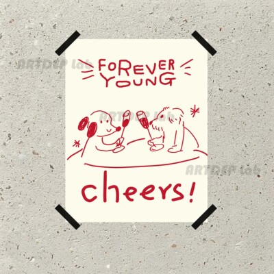 ATD 永远年轻forever young 咖啡馆 狗狗插画装饰画海报墙饰ins风
