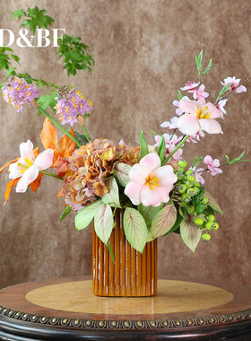 BDBF官方店[时光系列]高级条纹釉面百合鲜花水培花器摆件陶瓷花瓶