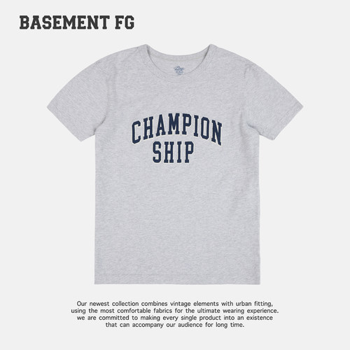 BASEMENTFG灰色圆领短袖T恤字母印花休闲潮牌上衣261020123022