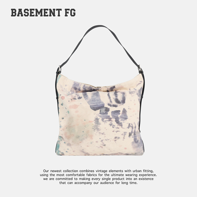 BASEMENTFG复古扎染帆布托特包女2025新款慵懒风手提包254020057