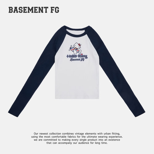 BASEMENTFG撞色插肩袖长袖T恤HelloKitty印花上衣261030078005