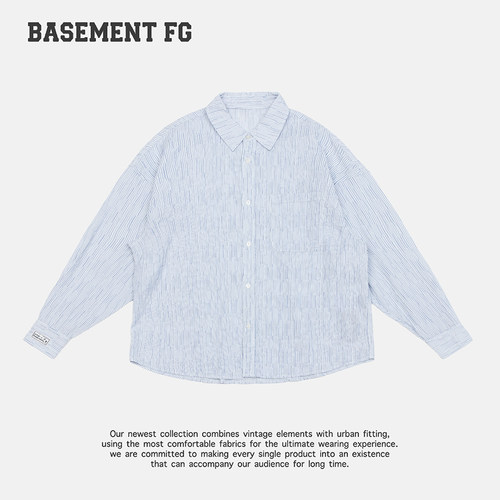BASEMENT FG美式复古休闲百搭条纹长袖衬衫252070344794
