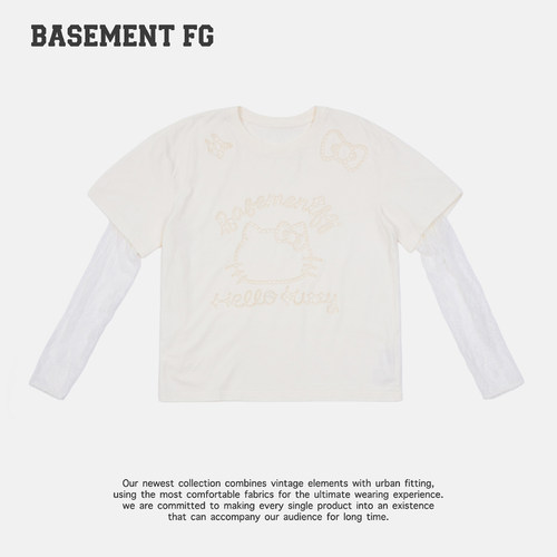 BASEMENTFGxHelloKitty假两件拼接长袖T恤261030126005
