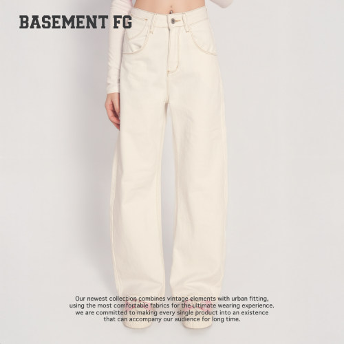 BASEMENTFG牛仔裤26秋冬新款松弛感阔腿宽松直筒长裤267330170102