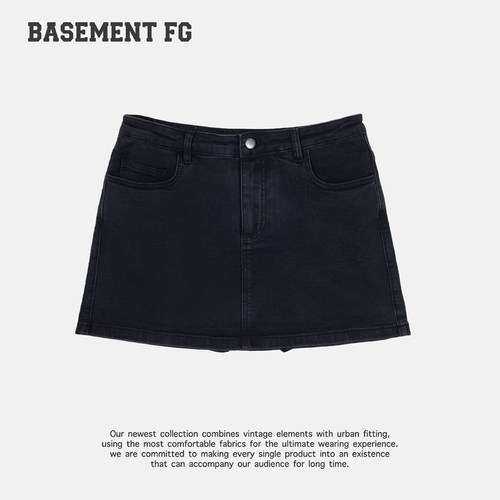 BASEMENTFG复古高腰牛仔半身裙女夏显瘦A字短裙267350007001