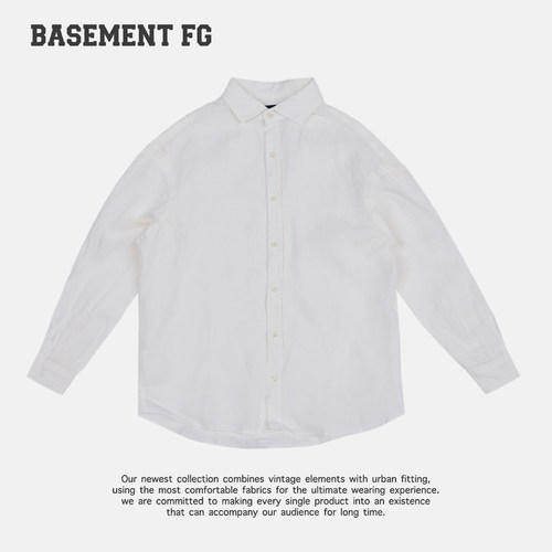 BASEMENTFG美式复古白色长袖衬衫百搭休闲宽松简约262070027009