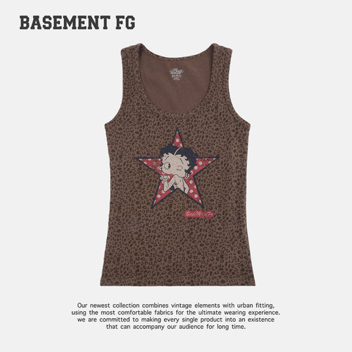 BASEMENTFG复古卡通印花无袖背心女豹纹星星吊带261010006013