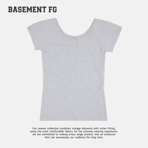 【福利】BASEMENTFG极简风短袖T恤女三粒扣上衣261020155020
