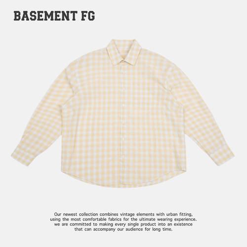 BASEMENTFG美式复古风格子衬衫休闲长袖学院风262070083081