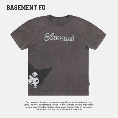 BASEMENTFG复古街头风Kuromi印花短袖T恤纯棉上衣261020131021
