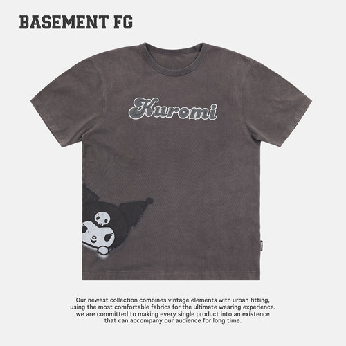 BASEMENTFG复古街头风Kuromi印花短袖T恤纯棉上衣261020131021