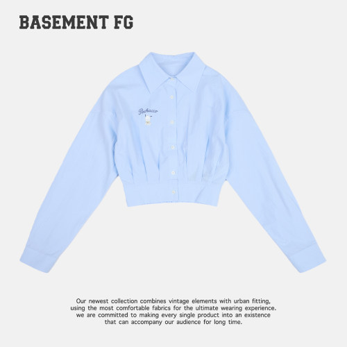 BASEMENTFGxHelloKitty学院风蓝色短款翻领衬衫262070053072