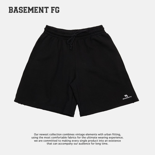 BASEMENTFG黑色短裤宽松休闲运动五分裤抽绳261130031001