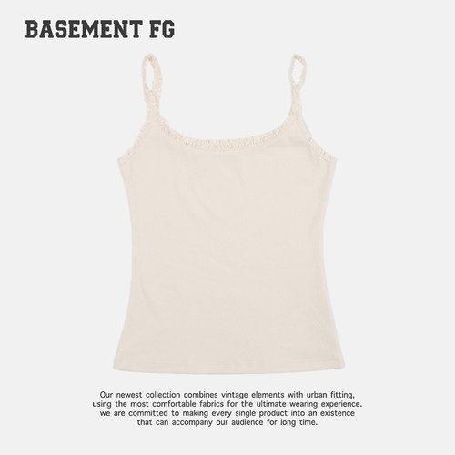 BASEMENTFG美式复古花边吊带背心女百搭修身打底衫261010152005