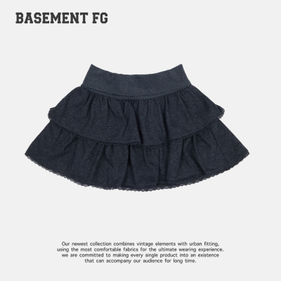 BASEMENTFG法式复古高腰蛋糕裙女黑色蓬蓬半身裙251150028021