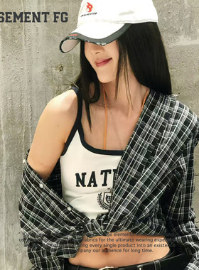BASEMENTFG美式辣妹风格子衬衫女长袖修身复古上衣262070109038