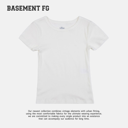 BASEMENTFG美式复古风短袖T恤白色简约百搭休闲上衣261020141004