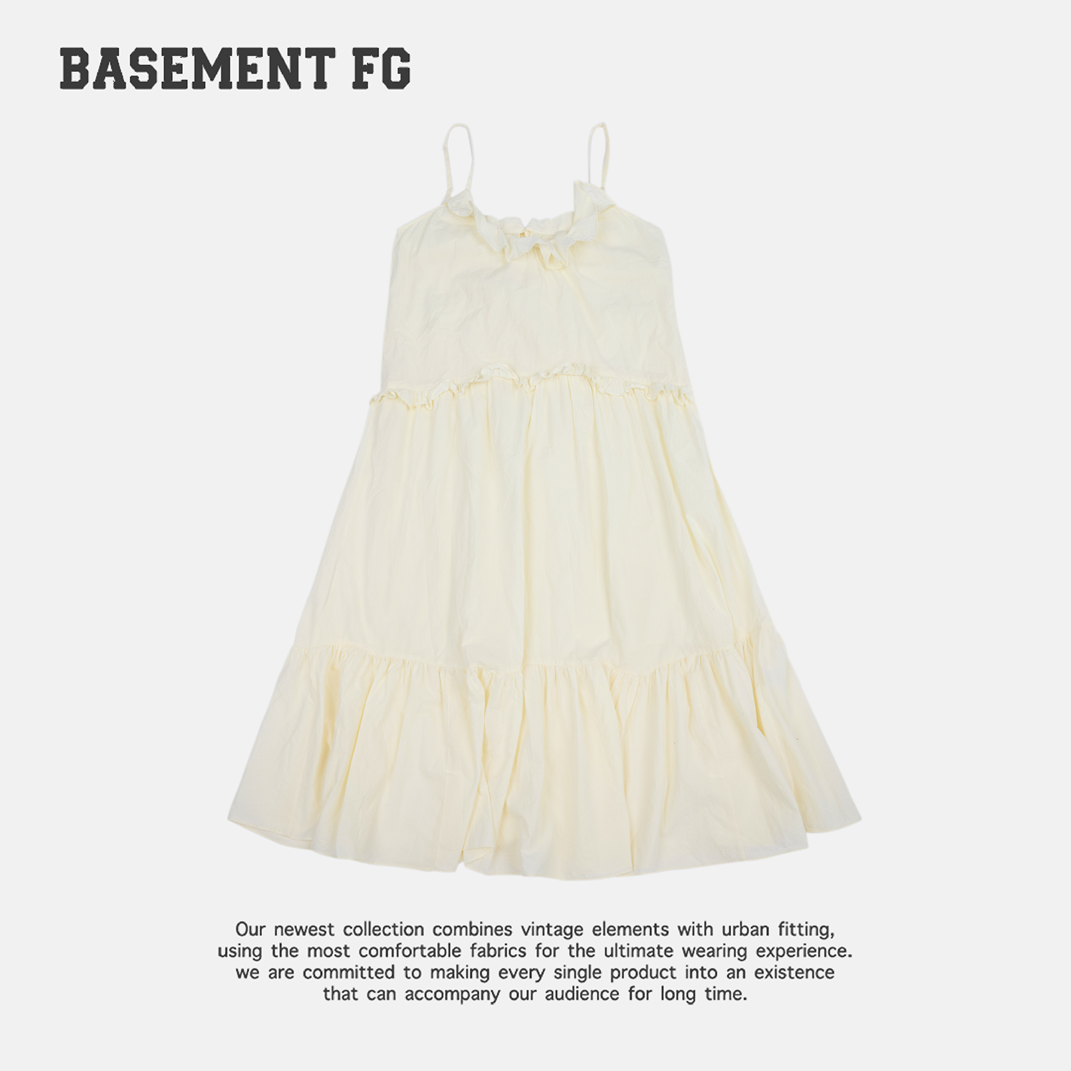 BASEMENTFG甜美少女风米色吊带连衣裙女叠穿262140002009