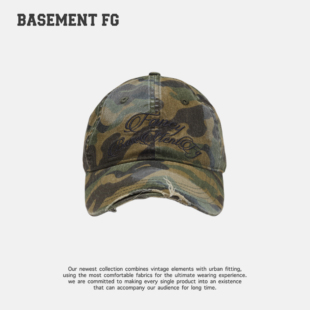 BASEMENT FG美式复古水洗做旧破洞迷彩棒球帽鸭舌帽254010022593