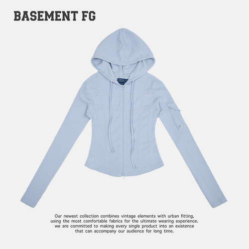 BASEMENTFG休闲连帽拉链开衫卫衣女修身显瘦长袖外套261080026031