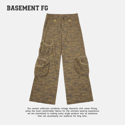 BASEMENTFG复古工装风迷彩多口袋男女宽松阔腿裤262120041018