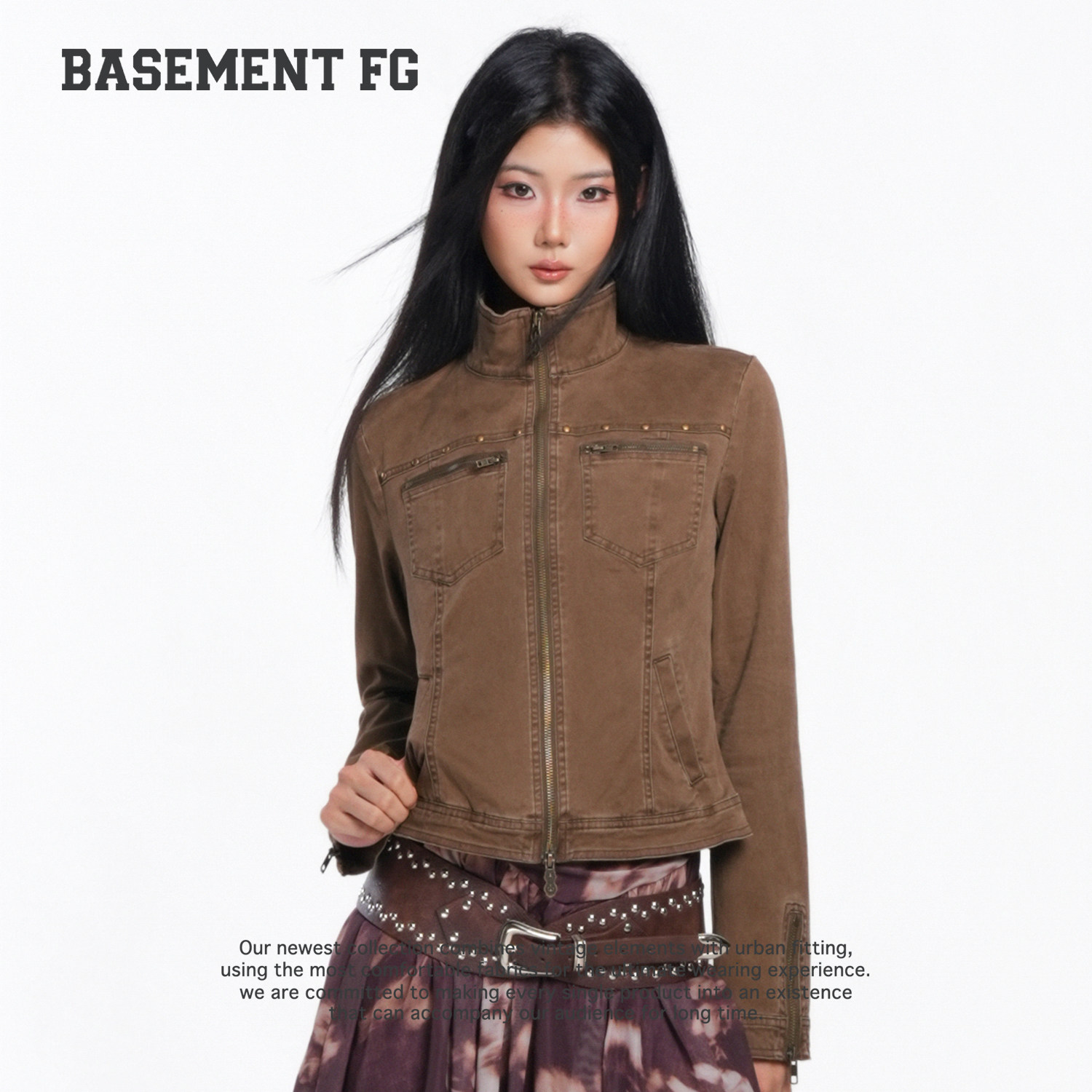 BASEMENTFG外套26秋冬新款美式复古立领短外套262080084012