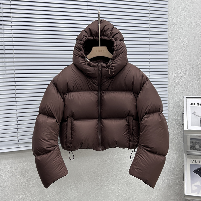 韩国肯豆短款羽绒服女冬季2025新款美拉德色小个子加厚连帽面包服