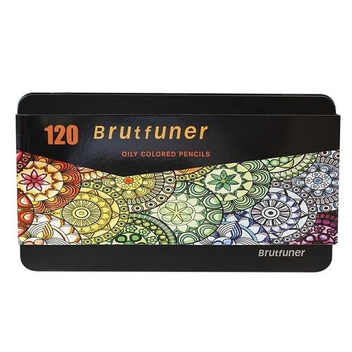 brutfuner本范儿彩铅黑色圆杆120色油性彩铅铁盒3.8mm粗芯美术用