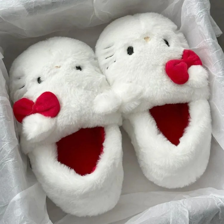 凯特猫毛毛拖鞋ins棉拖鞋女秋冬季外穿网红防滑居家室内棉鞋