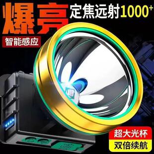 德国强光头灯充电超亮远射头戴式户外照明疝气钓鱼灯探照矿灯超长