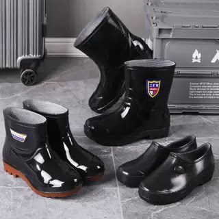 加厚高筒防水鞋耐磨雨鞋劳保雨靴男夏成人耐酸碱胶鞋洗车防滑套鞋