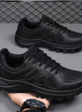2025新式作训鞋超轻耐磨防滑黑色户外透气体能训练跑步男女劳保鞋