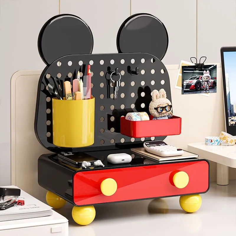 卡通桌面洞洞板收纳盒抽屉式办公书桌文具杂物整理神器玄关置物架
