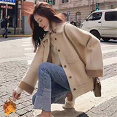 双面呢大衣 设计感小个子上衣高级感学生短款 毛呢外套女装 秋冬新款