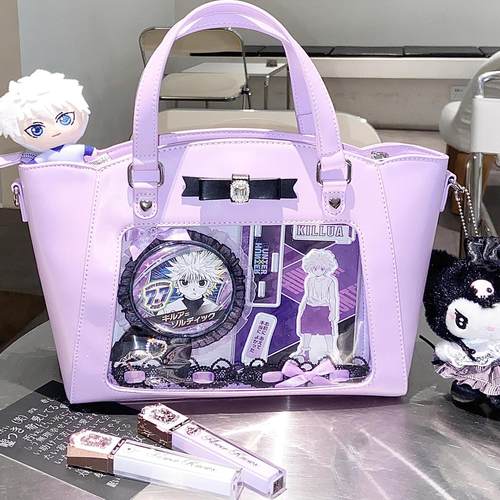 【现货】元气少女原创设计痛包芭蕾蕾丝斜挎手提黑紫色优雅大容量