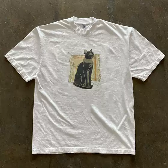 Vintage Store Not American Vintage Retro Oil Painting Print Oversized Vintage-Style Trendy Brand Short-Sleeve T-Shirt