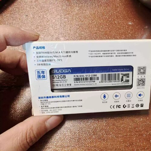 售前询价议价 固德佳GUDGA 512GB固态硬碟，M.2 NVMe PC