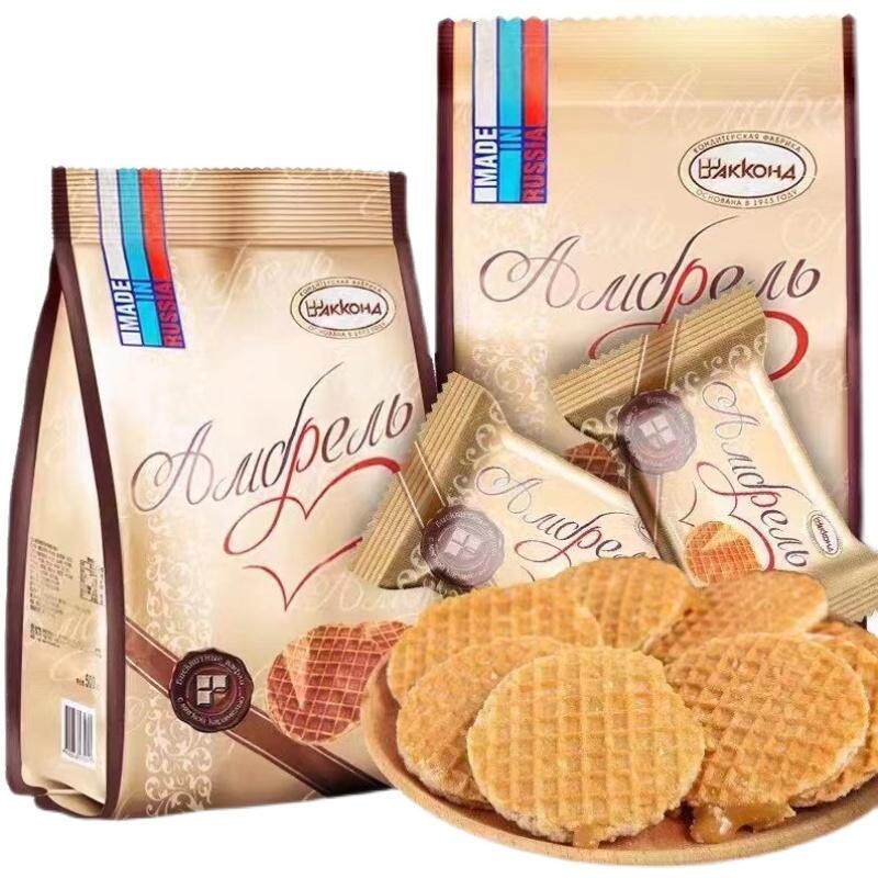 俄罗斯进口蜂蜜拉丝饼干农庄休闲食品特产零食品糕点蜂蜜夹心饼干