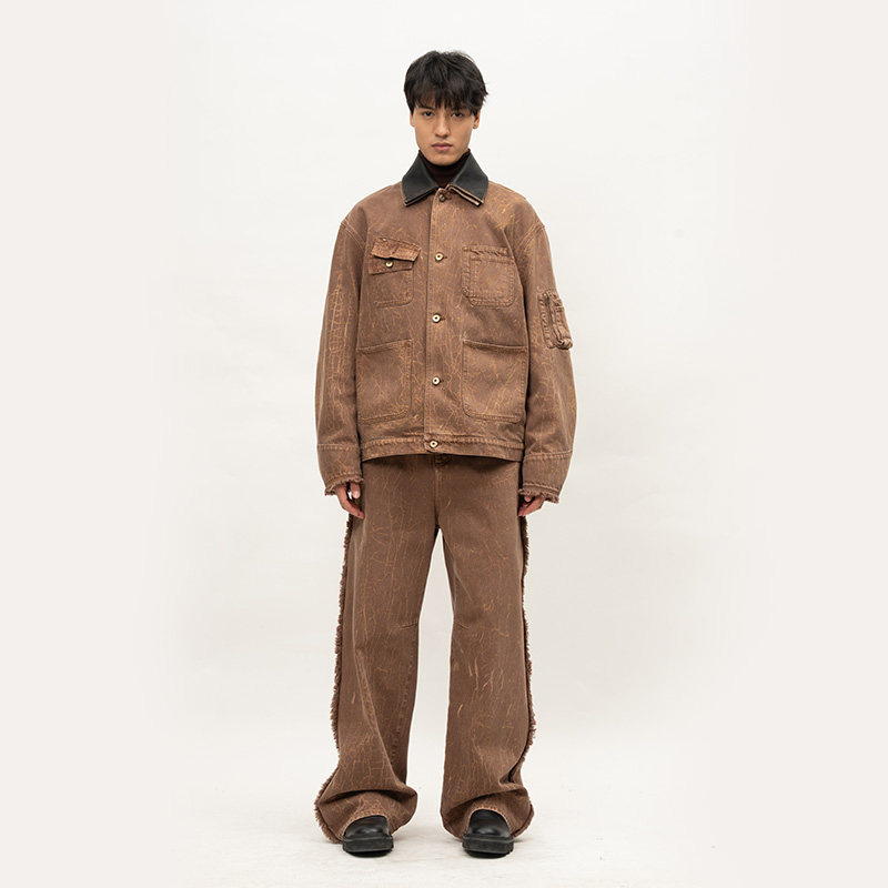 【FengChenWang】25秋冬棕色牛仔夹克男女同款外套,男装,牛仔外套,淘宝优惠券,粉丝福利购,淘宝优惠卷